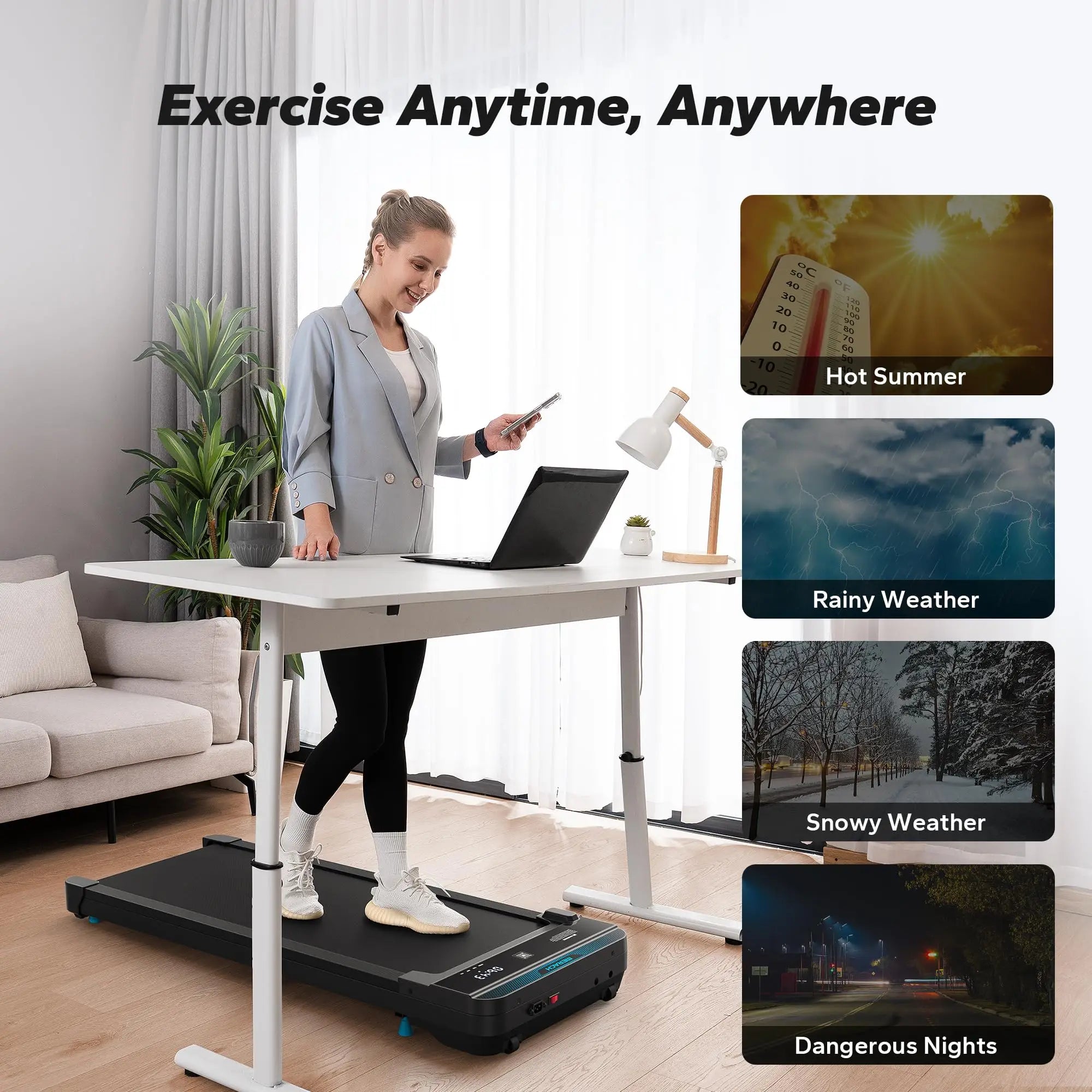 MERACH Portable Under Desk Walking Pad Treadmill