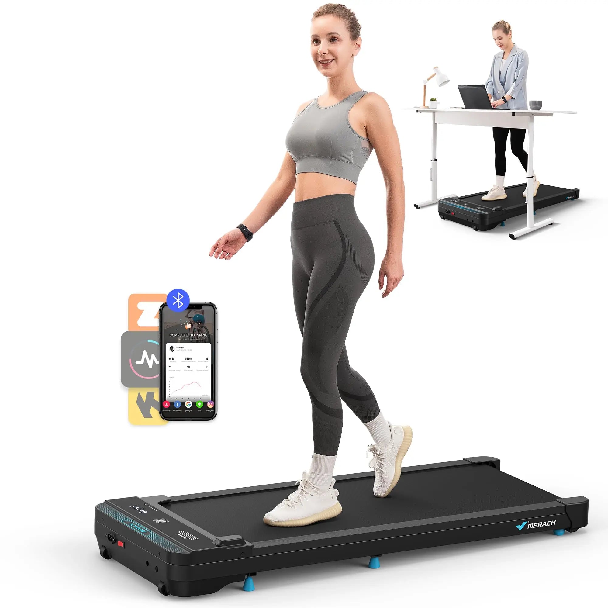 MERACH Portable Under Desk Walking Pad Treadmill