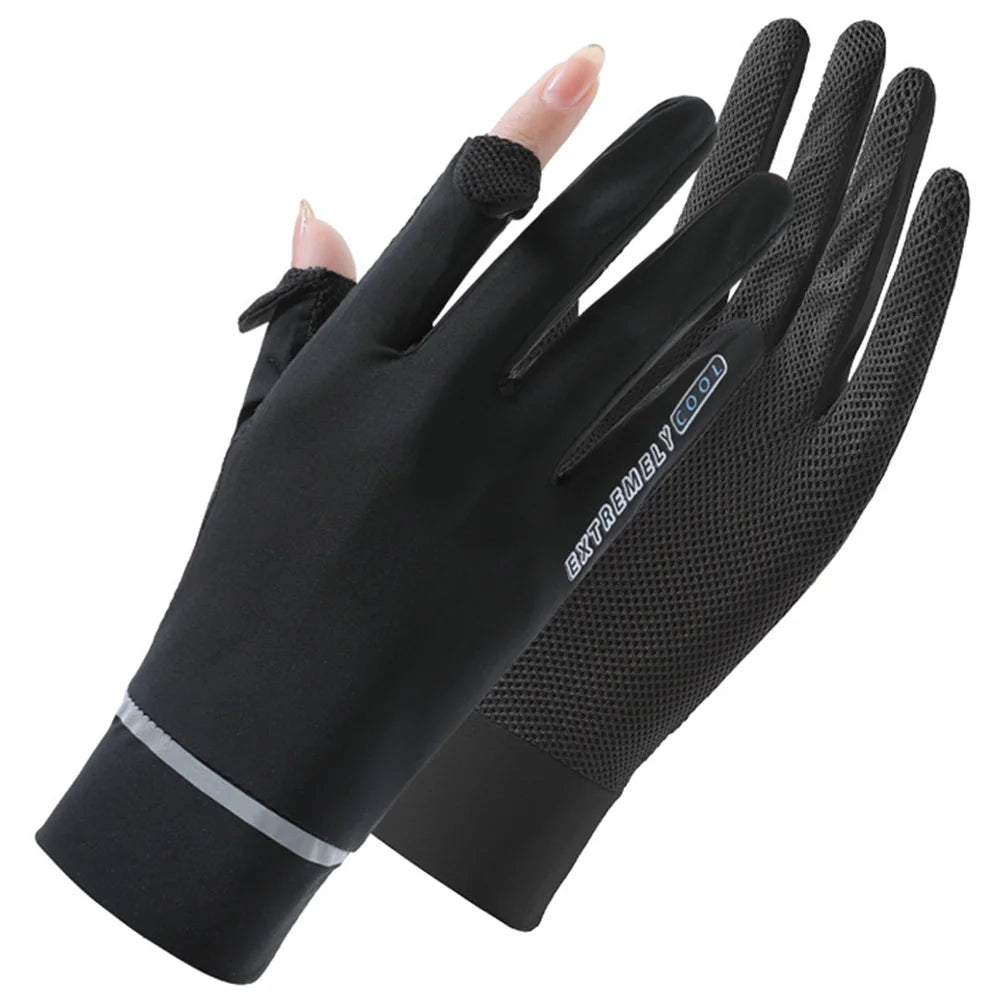 Lady Ice Silk UV Protection Summer Cycling Gloves