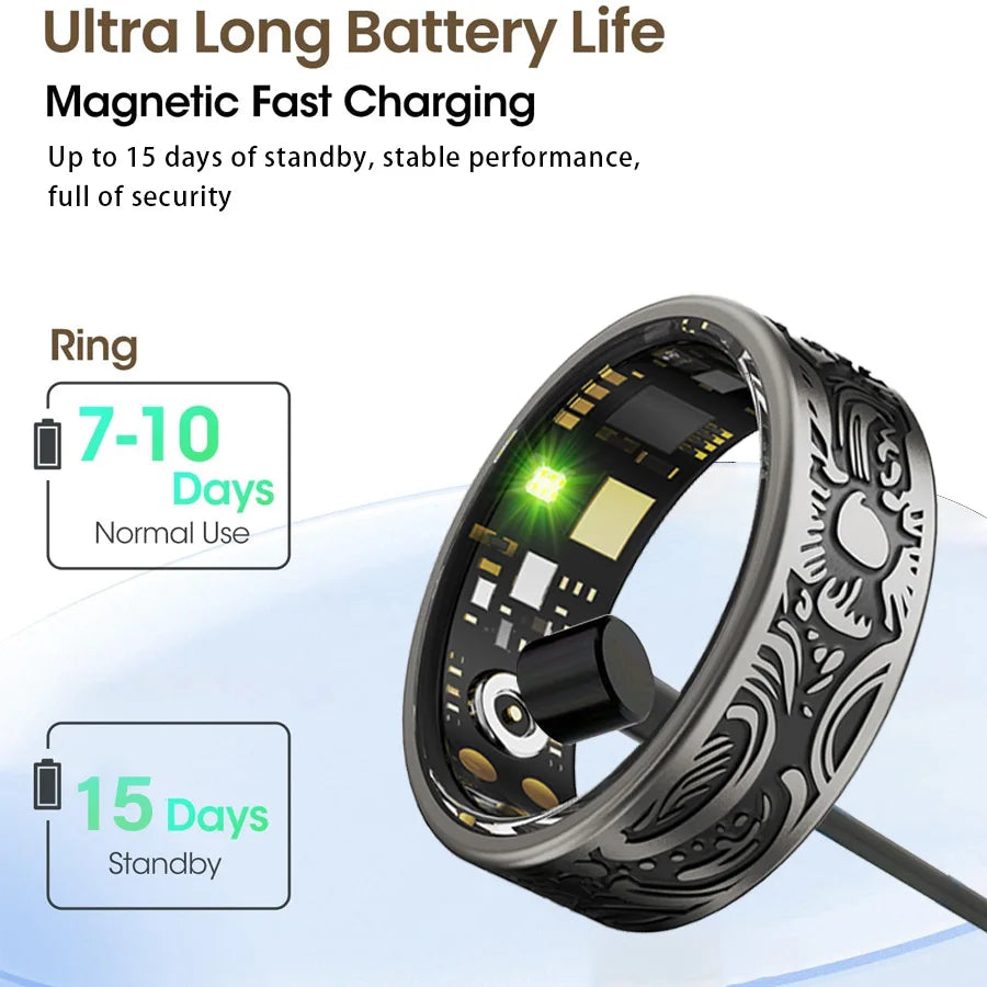 Smart Vintage Black Ring – Stylish Wearable Tech