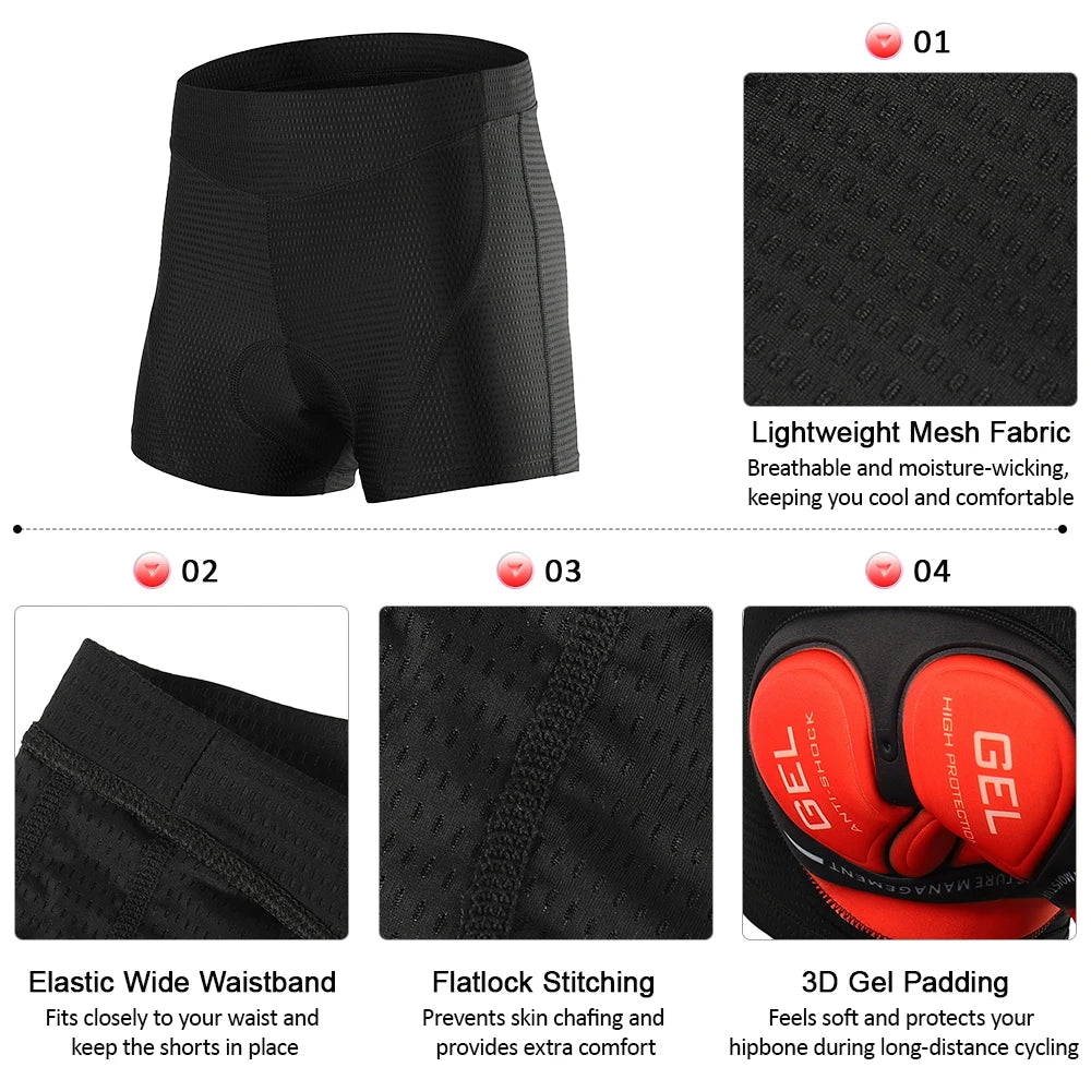 Men’s 3D Gel Padded Cycling Underwear Shorts