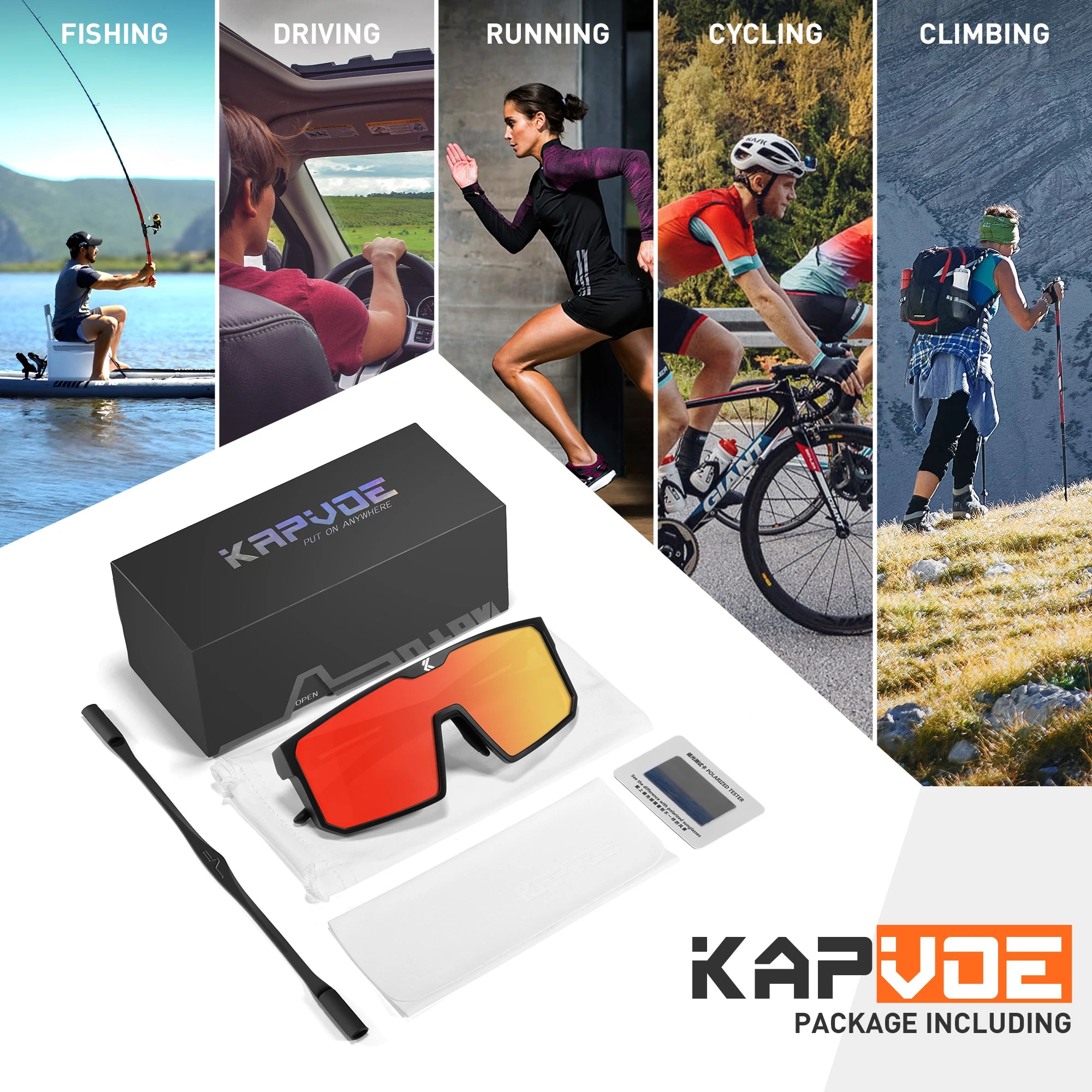 KAPVOE Polarized Cycling Sunglasses UV400
