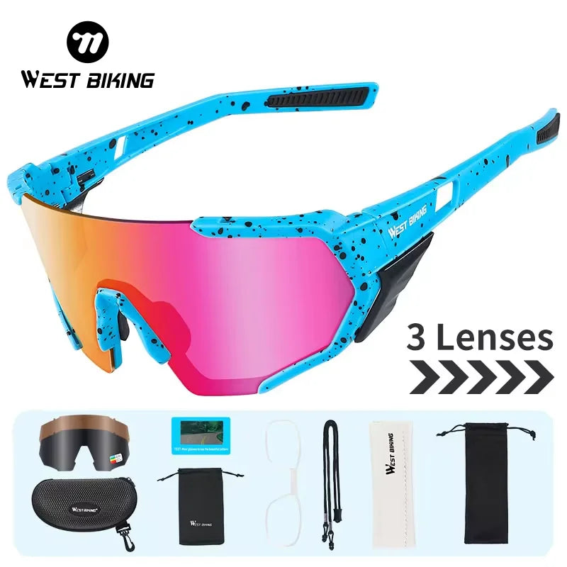 WEST BIKING 3-Lens Polarized Cycling Glasses