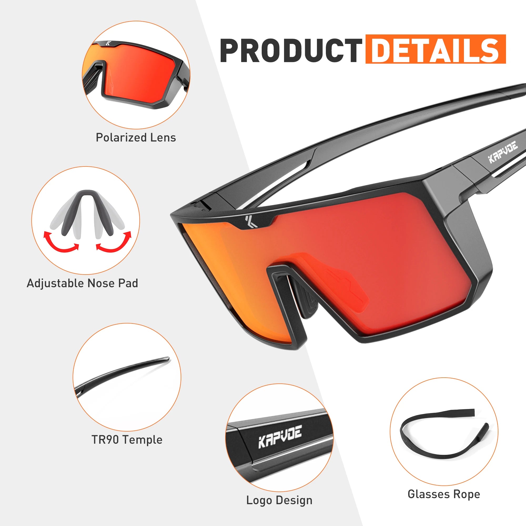 KAPVOE Polarized Cycling Sunglasses UV400
