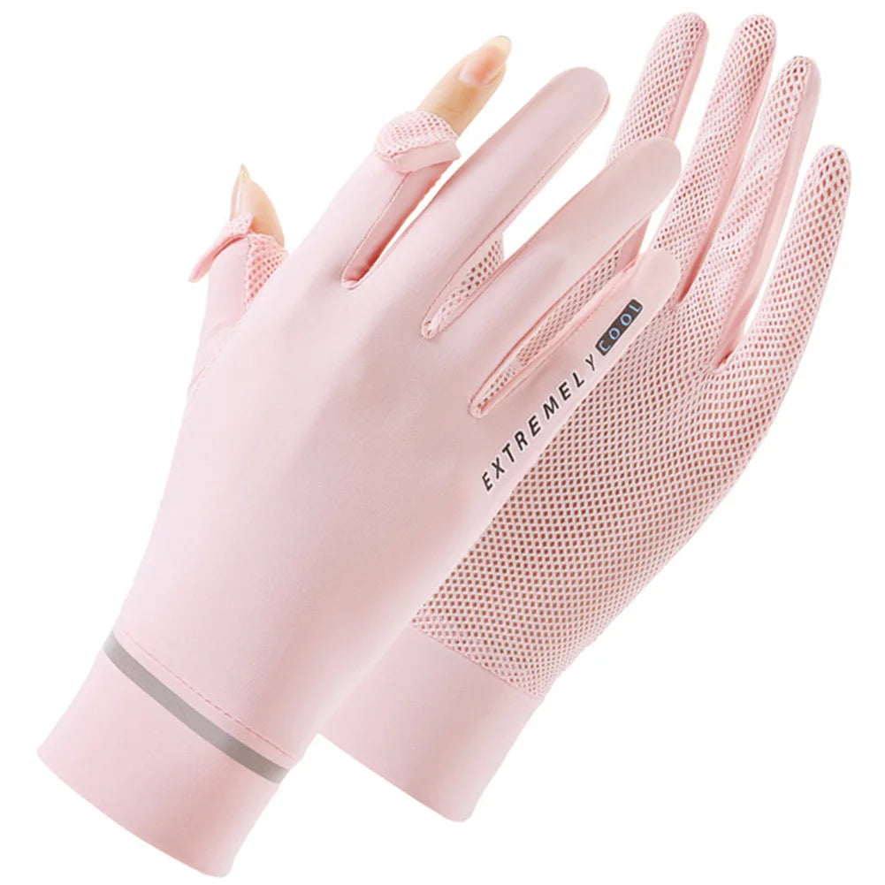 Lady Ice Silk UV Protection Summer Cycling Gloves