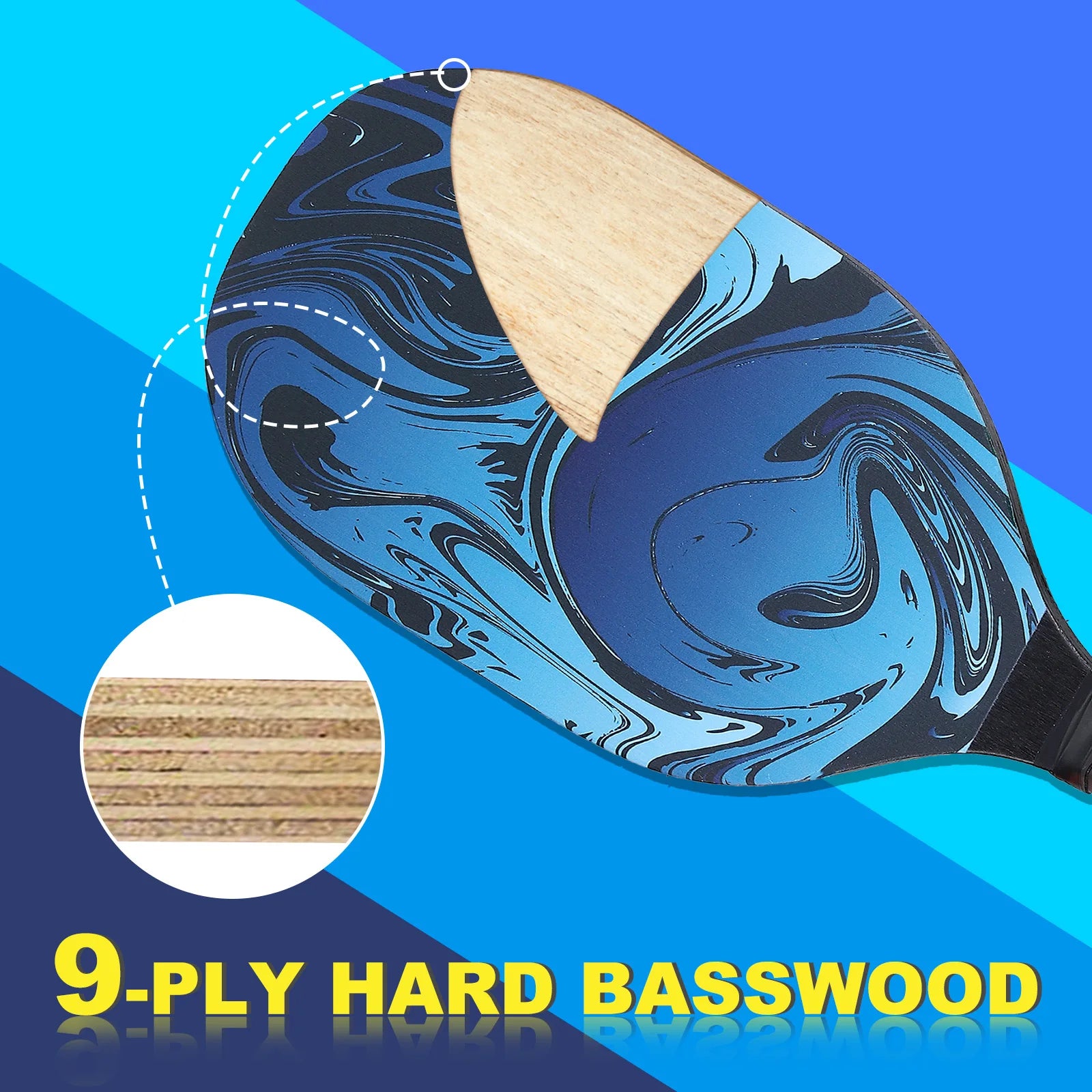 Pickleball Paddles Set with 4 Premium Wood Rackets