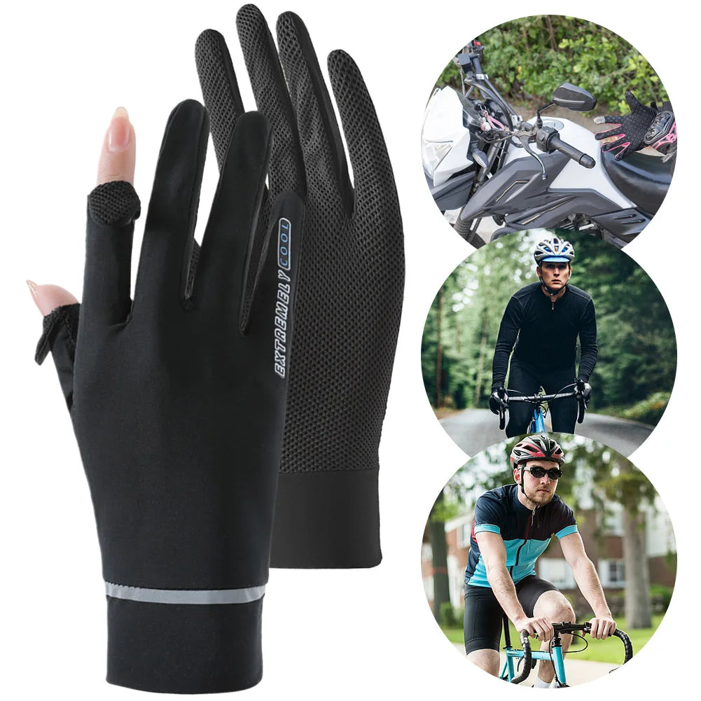Lady Ice Silk UV Protection Summer Cycling Gloves