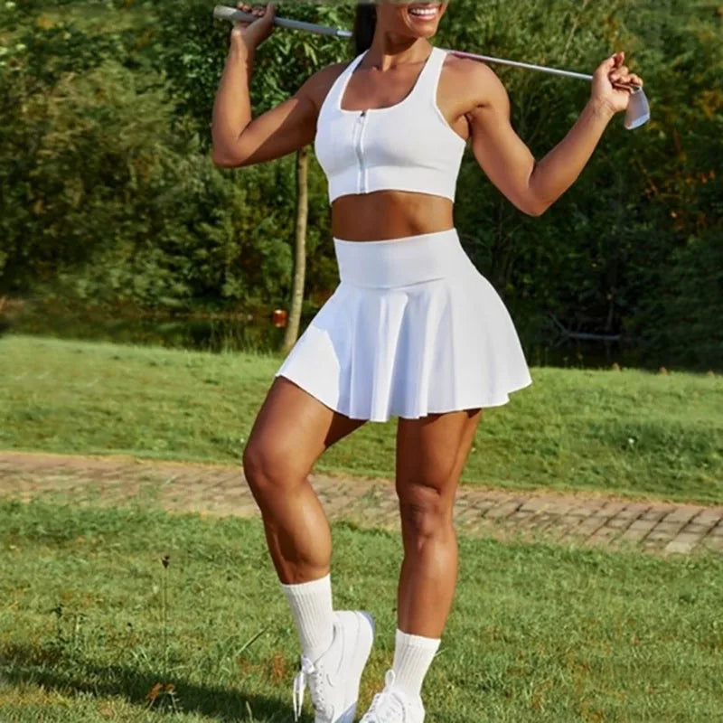 Women’s Tennis Skirt – Sports Golf Pleated High Waist Skort with Fitness Shorts, Quick Dry Athletic Running Shorts