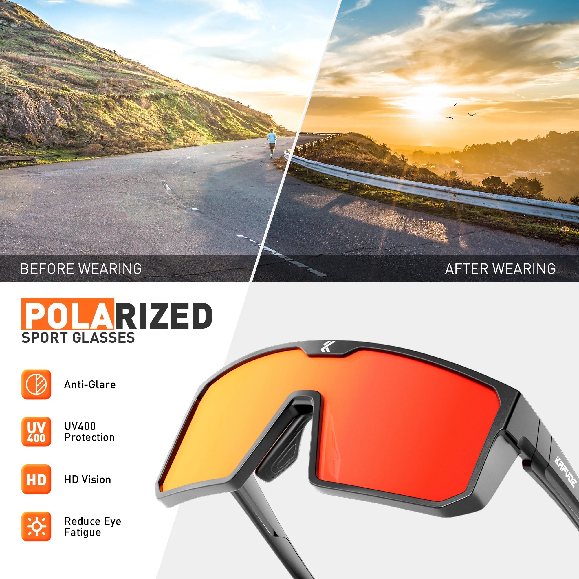 KAPVOE Polarized Cycling Sunglasses UV400