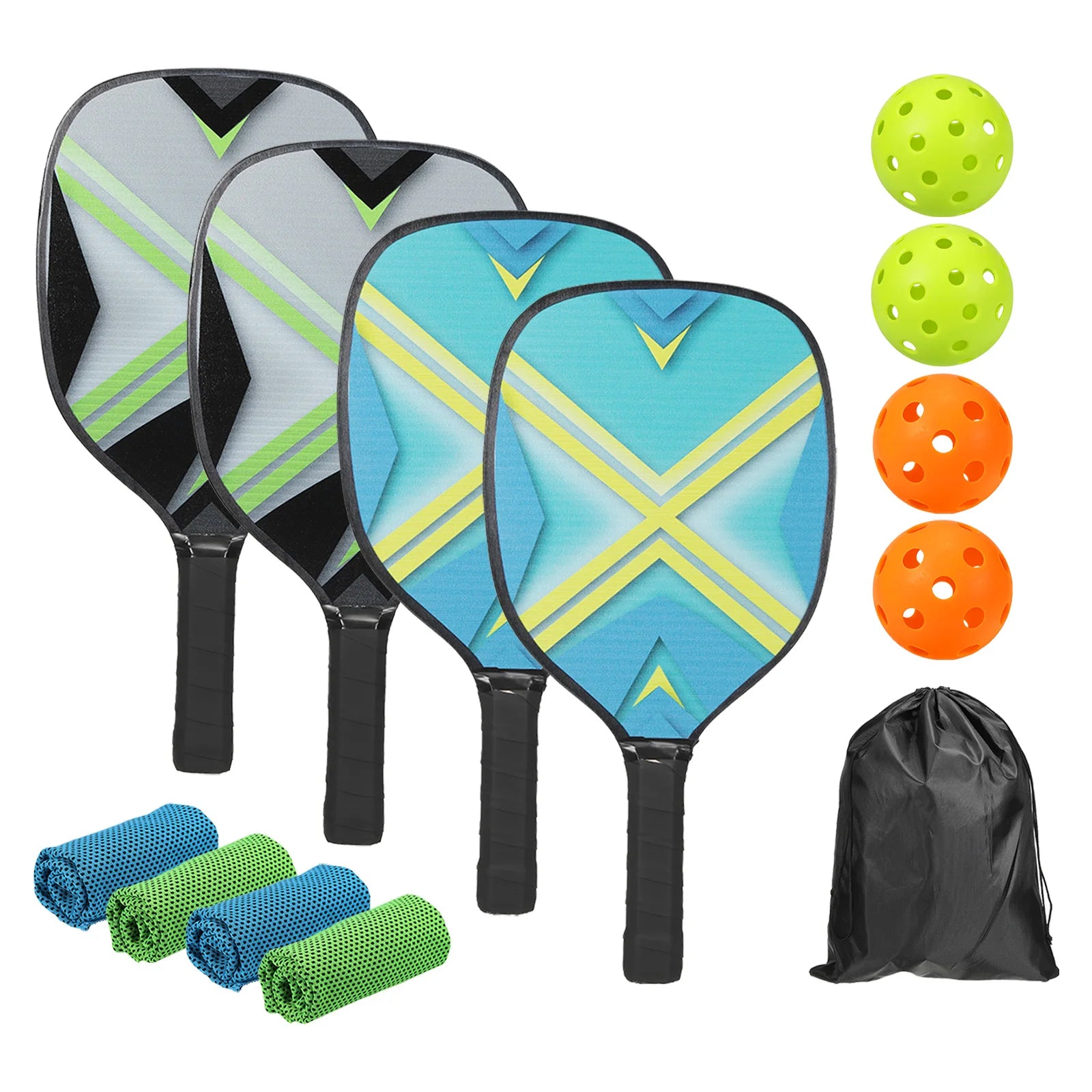 Pickleball Paddle Set with Balls, Towels & Carry Bag