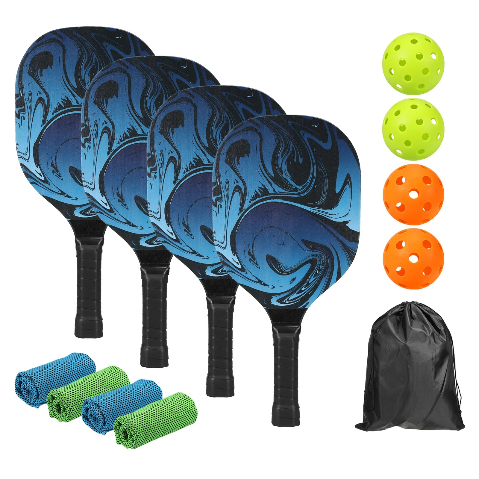 Pickleball Paddles Set with 4 Premium Wood Rackets