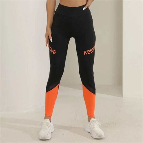 Women’s High Waist Casual Sports Pants with Patchwork Pockets