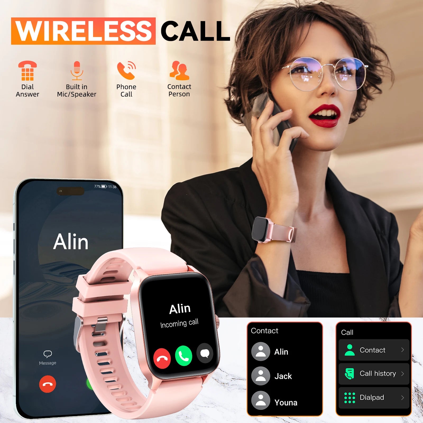 LaNikar QS56 Smartwatch 1.83" TFT Bluetooth Call